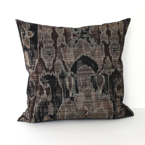 Black Pillow Cover Southwest Ikat BLACK PILLOW COVER. 22x22 pillow cover