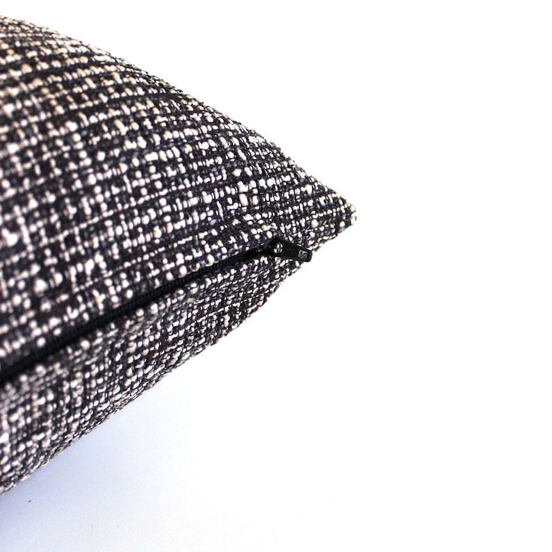 Lumbar Pillow Cover Black and off White Modern Tweed Etsy