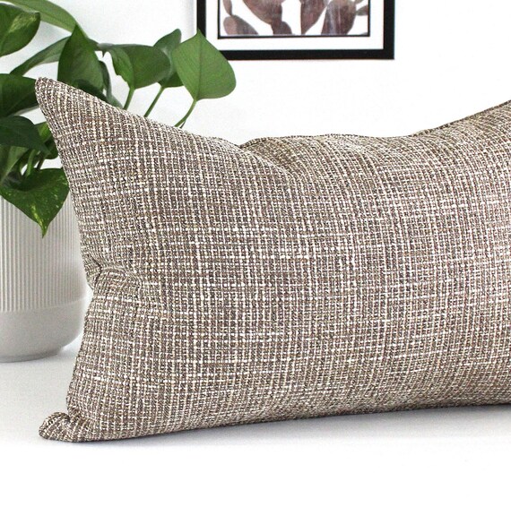 Lumbar Pillow Cover Sepia Brown Tweed Textured Upholstery Fabric Decorative Oblong Throw Pillow Cushion Cover Minimalist Neutral Decor Etsy