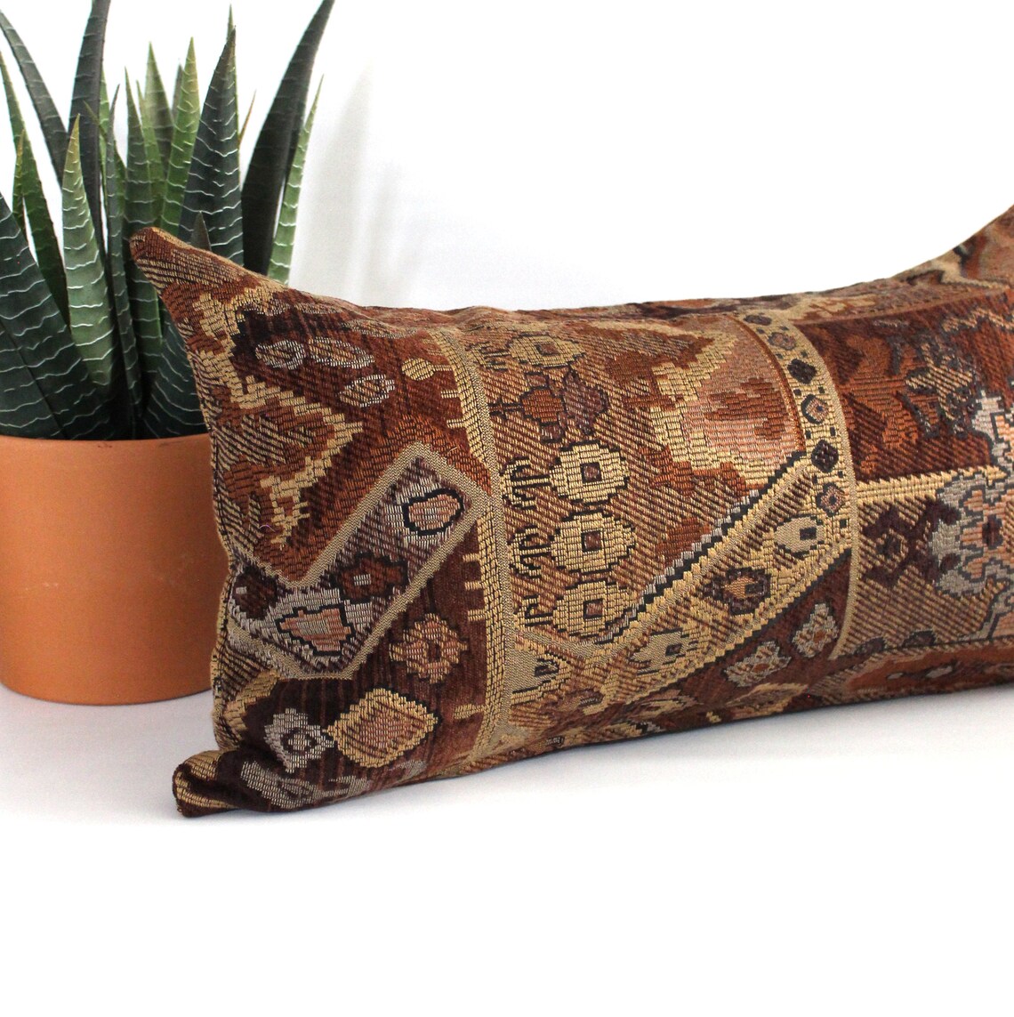 Lumbar Pillow Cover 10x20 Rust Southwest Tapestry Upholstery Etsy