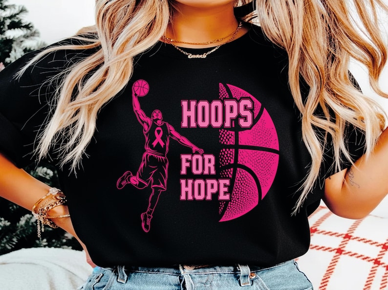 Hoops for Hope SVG | Breast Cancer Awareness PNG | Basketball Shirt ...
