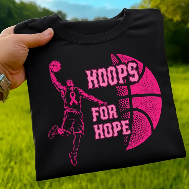 Hoops for Hope SVG | Breast Cancer Awareness PNG | Basketball Shirt ...