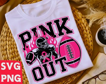 Pink Out SVG / Fútbol SVG / Concientización sobre el cáncer de mama PNG / Camiseta del día del juego Tackle Cancer / Archivo de corte Cricut / Mamá del fútbol / Cinta rosa