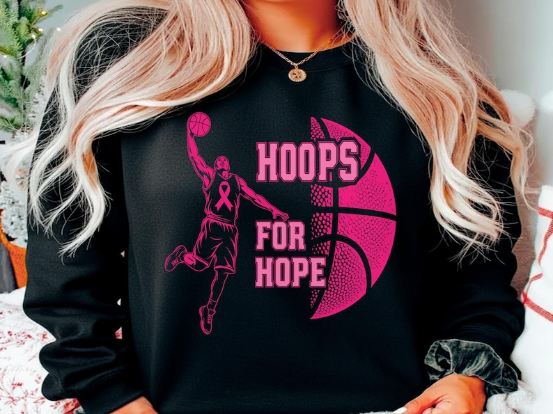 Hoops for Hope SVG | Breast Cancer Awareness PNG | Basketball Shirt ...