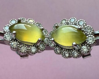 Golden cat‘s eye Jade earrings S925 setting