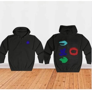 Colorful Artistic Full Zip Hoodie: Cotton Blend Streetwear