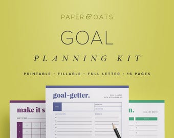 Goal Setting Planner 2024, Printable Habit Tracker Chart, Goal Setting Journal, Monthly Goals Sheet, Productivity Planner Printable