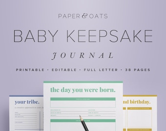 Baby Memory Book, Baby Keepsake Journal, Baby Book PDF, New Mom Diary, Baby Shower Gift, Baby Milestones, Mom Planner PDF, New Baby Gift
