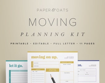 Moving Planning Kit – Moving Planner, Relocation Printable, Moving Announcement, Moving Checklist, Room Planner / Household PDF Printable