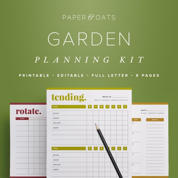 Garden Planner, Garden Calendar, Garden Planning Kit, Planting Calendar, Crop Planner, Garden Journal, Outdoor Planner, Household Planner