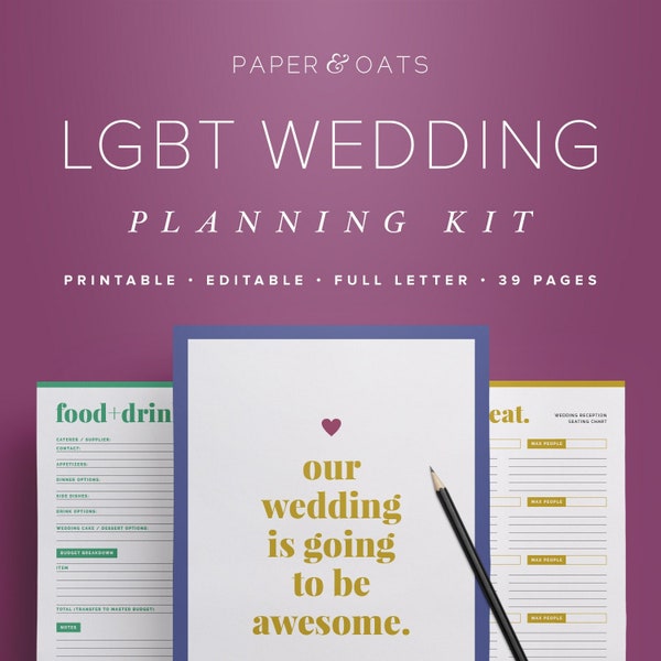 LGBTQ Wedding Planning PDF, Gay Lesbian Queer Wedding Planner Book, Wedding Binder, Wedding Itinerary, Wedding Checklist, Wedding Organizer