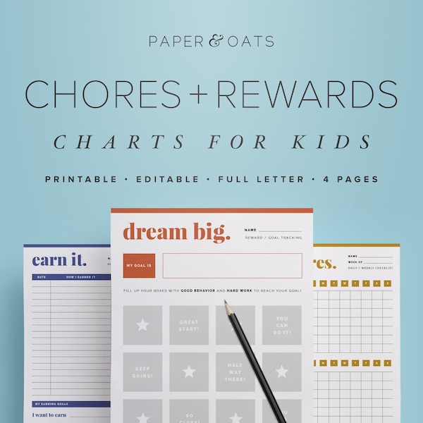 Kids Chores Charts, Kids Chore List, Behaviour Chart, Job Chart, Family Chore Chart, Reward Chart, Weekly To Do List, Responsibility Chart