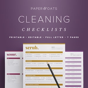 Cleaning Checklists, Cleaning Schedule, House Cleaning List, Daily Routine, Daily, Weekly, Monthly, Cleaning To Do List, Home Management PDF