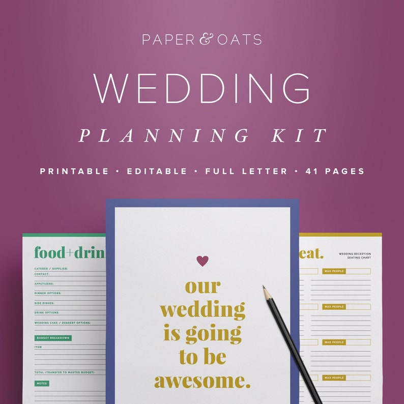 Wedding Planner Book PDF, Wedding Planning PDF, Wedding Checklist, Wedding Binder, Wedding Itinerary, Wedding Organizer, Wedding Budget PDF 