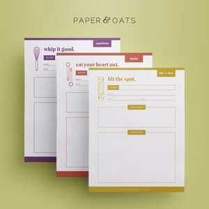 Printable Recipe Binder Kit: Colorful DIY Recipe Cards (PDF Download) image 3