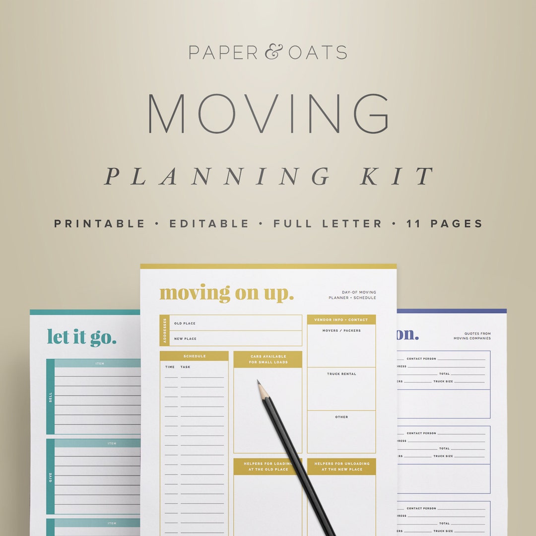 Moving Planning Kit – Moving Planner, Relocation Printable, Moving Announcement, Moving ...