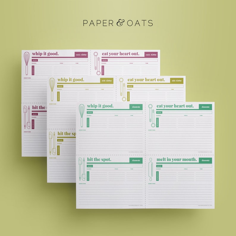 Recipe Binder Kit Printable Recipe Box Cards Recipe Etsy