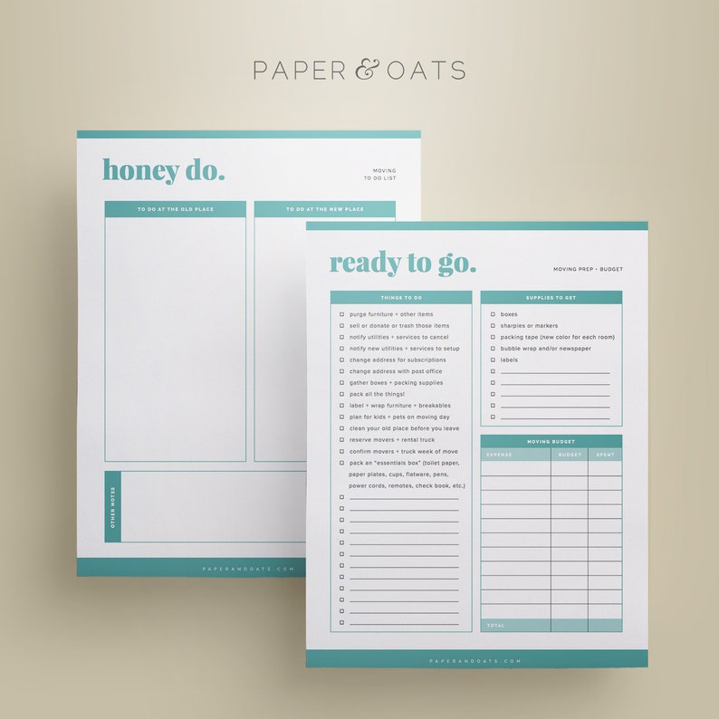 Editable Moving Planner Kit: Relocation Checklist, Room Layout (PDF Printable) image 3