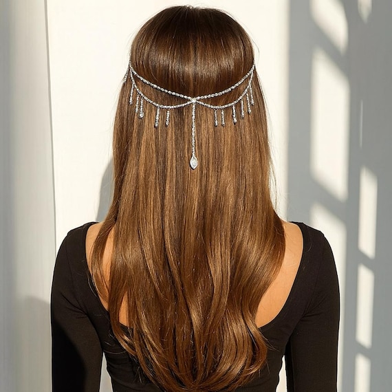 Rhinestone Multi-layer Tassel Headpiece | Elegant Fringe  display picture 2