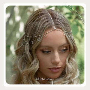 Boho Crystal Head Chain | Bridal Forehead Jewelry | Wedding Hair Accessories for Women