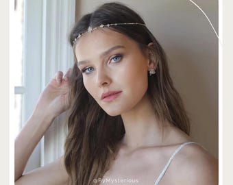 Cadena para la frente cuadrada estilo bohemio, diadema hecha a mano, joyería para el cabello para mujer