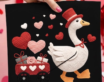 Just a love Goose Valentine PNG, Valentine Goose with Heart Wagon, valentine goose, Valentine Shirt Design, Funny Valentine png, valentine