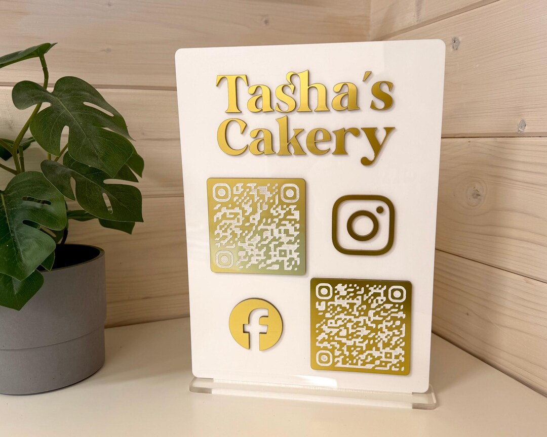 Custom Acrylic QR Code Sign | Business Social Media Branding Display ...