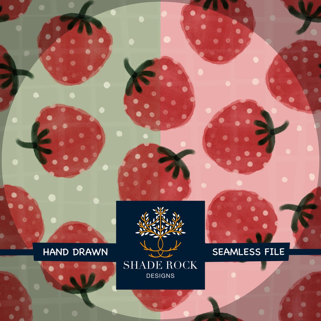 Strawberry Fields Seamless Pattern Bundle : 300 DPI PNG File - Digital ...