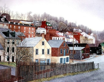 HARPERS FERRY watercolor reproduction