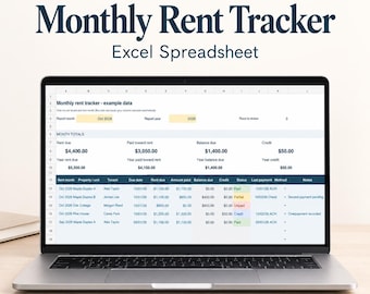 Monthly Rent Tracker for Excel: Landlord Payment Log, Balances & Yearly Totals