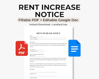 Rent Increase Notice Template | Landlord Letter (Fillable PDF & Google Docs)