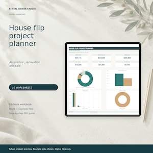 House Flipping Spreadsheet for Excel, Rehab Budget and Project Cost Tracker