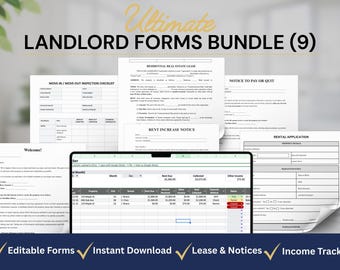 Landlord Forms Bundle, Lease Agreement, Rental Application (Editable, Digital Download)