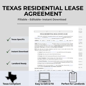 Texas Residential Lease Agreement | Editable Rental Contract | Fillable PDF & Google Docs | Landlord-Ready Template