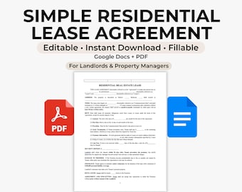 Residential Lease Agreement Template | Editable, Fillable (PDF + Word)