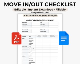 Rental Inspection Checklist | Move-In/Move-Out Condition Report (PDF + Google Doc)