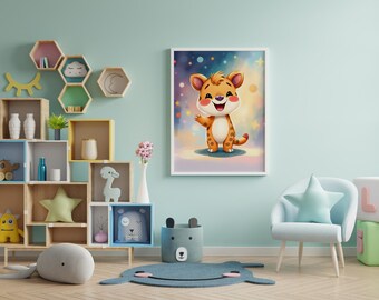 Funny Animal Nursery Poster: Adorable Kids Room Wall Art (JPG & PDF Download)