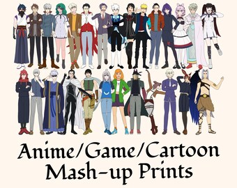 Anime / Game / Cartoon Character Mash-up Prints