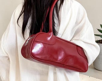 Leather Handbag for Women, Underarm Purse, 90s Style