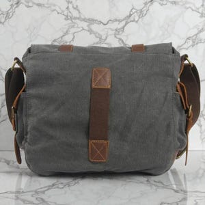 Canvas herentas – leren schoudertas crossbodytas afbeelding 3