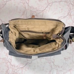 Canvas herentas – leren schoudertas crossbodytas afbeelding 7