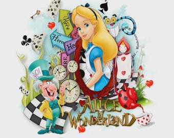Alice in Wonderland digitaal sublimatiebestand PNG, clipart onmiddellijk downloaden, sublimatie opstrijkbaar transfer T-shirt, Alice Transfer T-shirt png