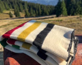 ハドソンベイスタイルウールブランケット：ツインサイズマルチ