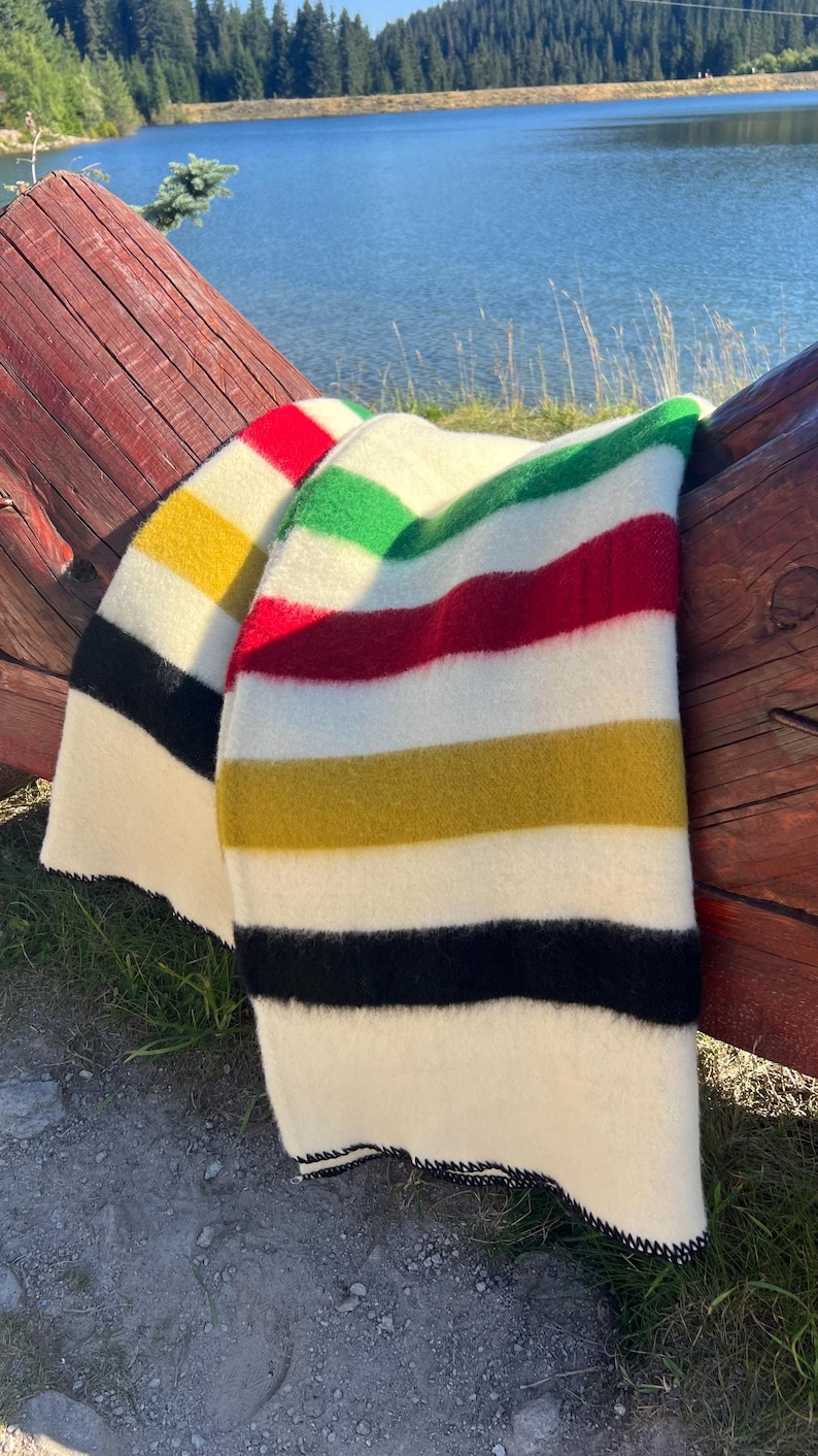 Rustic Wool Blankets Hudson Bay Inspired Wool Blanket: Rustic Cabin Decor, Warm and Thick - Etsy