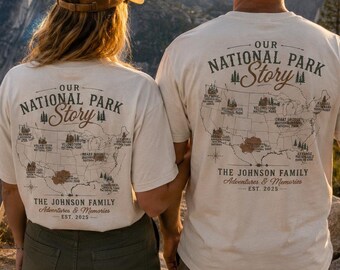 National Park Shirt, Personalized National Parks Map, Custom Family Adventure Tee, Travel Memory Gift, Our National Park Story