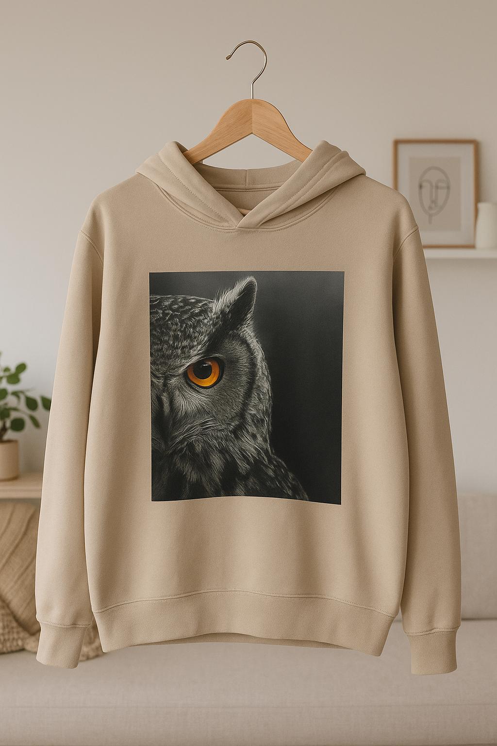 Minimalist Owl Hoodie-Cozy Aesthetic Gift for Nature Lovers