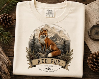 Vintage Red Fox Shirt, American Wildlife Tee, Woodland Fox Graphic, Forest Animal Shirt, Rustic Outdoor Gift