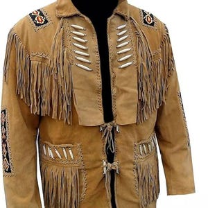 Vintage Fransen-Leder-Westernjacke: Handgefertigter Wildleder-Cowboy-Mantel
