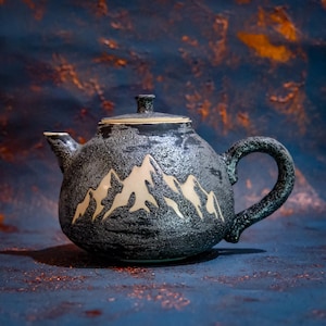 Color Changing Teapot, Handmade Ceramic Mountain Teapot, Heat Sensitive Tea Pot