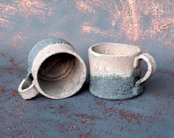 Handmade Ceramic Mug Set Rustic Coffee Cups Stoneware Tea Mugs